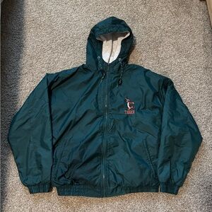 VTG Disney Store Men Tigger Green Lined Windbreaker Hooded Jacket Sz Mens M